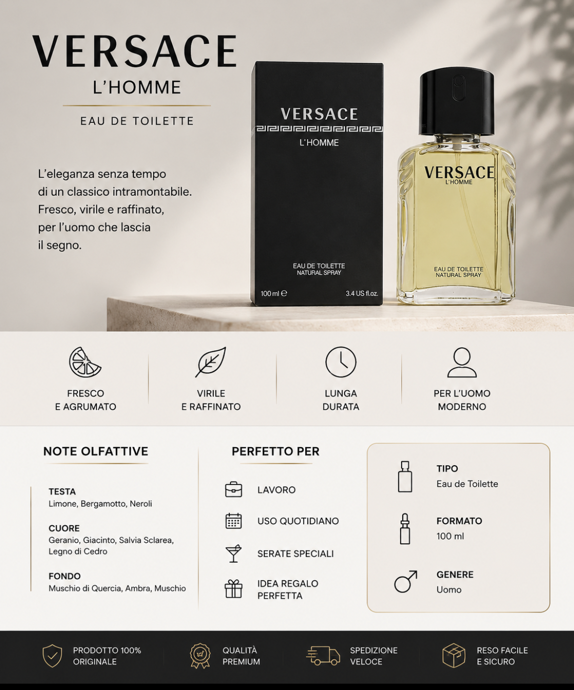 Versace L’Homme – Classic Signature 100ml Uomo