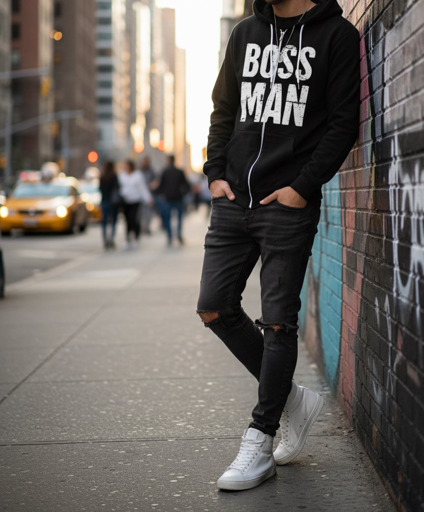 Felpa con scritta Boss Man