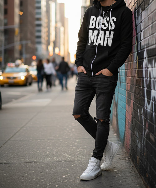 Felpa con scritta Boss Man