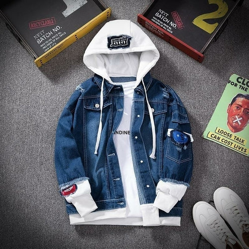 giubbotto di jeans con cappuccio (hoodie denim jacket) da uomo